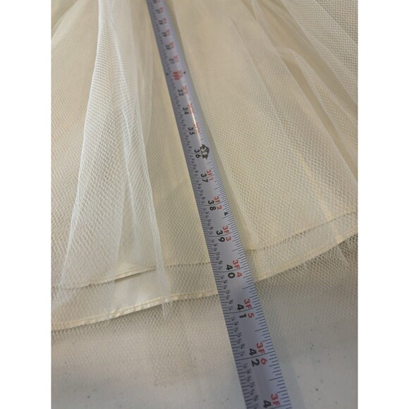 Vintage 1950s Cupcake Prom Dress SZ XS Gown Tulle Strapless white green sequence - Picture 6 of 16